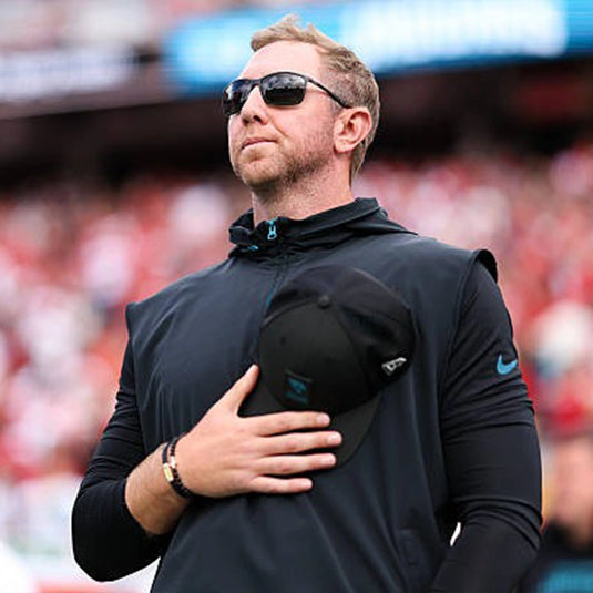 Jacksonville Jaguars 2025 Sideline Black Half-Zip Vest inspired by Coach Liam Coen’s on-field style and designed for versatility.