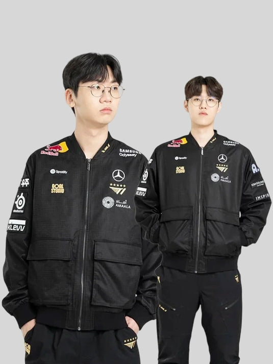 T1 2025 Worlds Black Bomber Jacket recreated for fans seeking a bold and performance-ready outerwear piece.