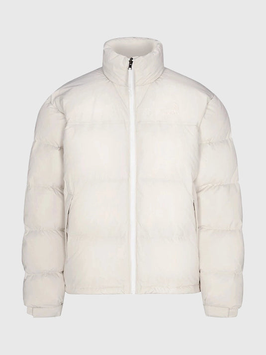 Recreated 2025 drop off-white Nuptse puffer jacket by The North Face × SKIMS featuring soft padded construction and winter styling.