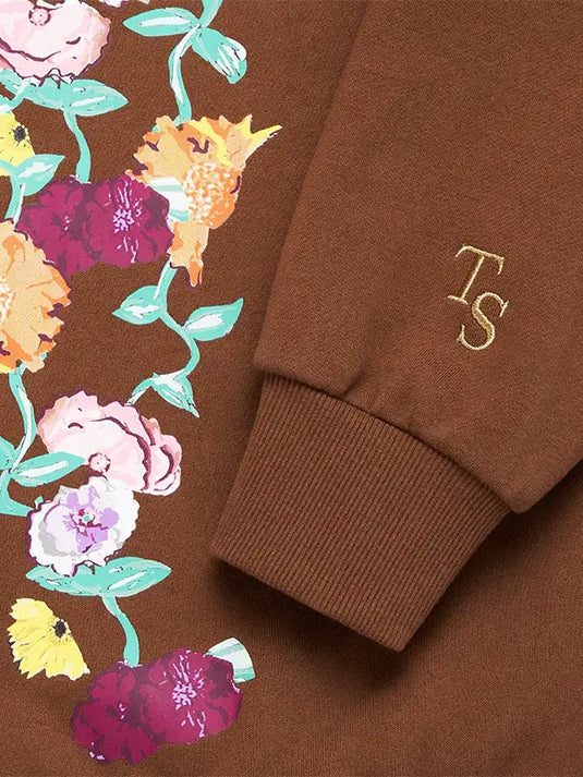 Recreation Eras Tour 2025 brown hoodie featuring Taylor Swift acoustic piano artwork.