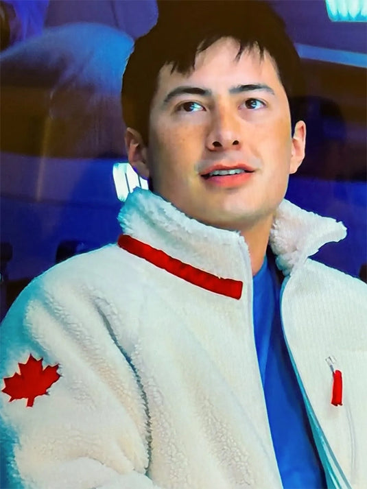 Province of Canada x Heated Rivalry RECREATED white sherpa fleece jacket inspired by Shane Hollander Team Canada