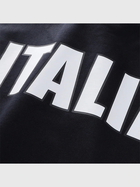Navy fleece crew sweatshirt recreated in EA7 Emporio Armani style for Milano Cortina 2026 Team Italy