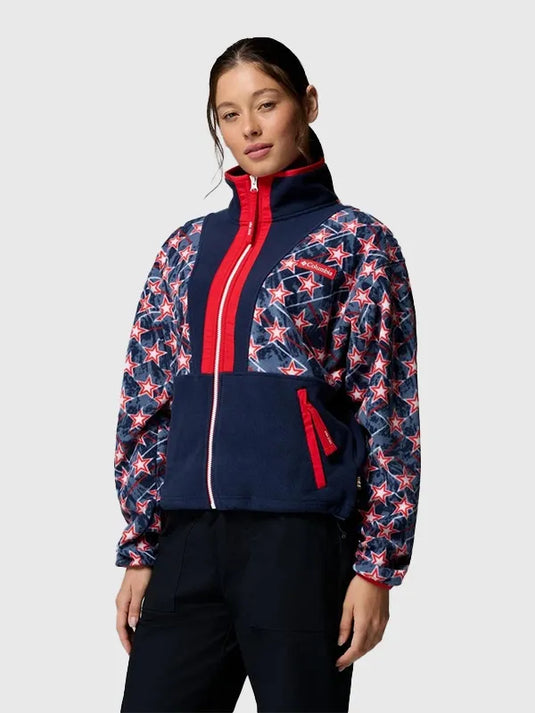 Recreated Winter Olympics Milano Cortina 2026 Columbia Team USA fleece jacket with contrast panels and comfortable everyday layering fit