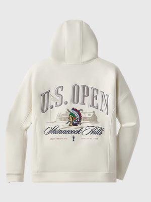 Recreated white UNRL 126th U.S. Open 2026 hoodie with plush fleece feel and versatile casual wear appeal