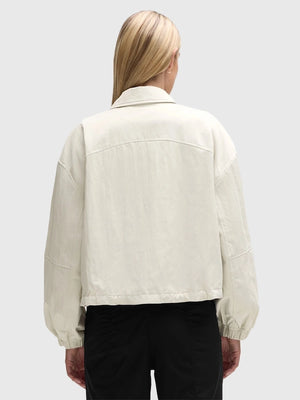 RECREATED Philadelphia Flyers lululemon jacket in cream featuring full-button closure and lightweight design
