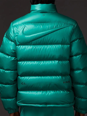 Green Nocta x Nike 2025 puffer jacket recreated with smooth fabric and lightweight down fill.