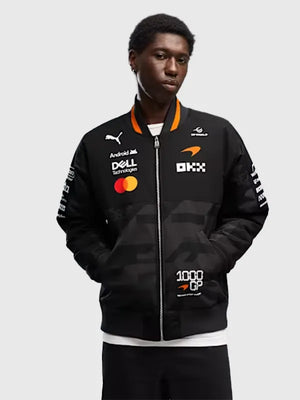 2026 Puma McLaren Bomber Jacket crafted with sleek finish, ribbed trims, and modern athletic streetwear appeal