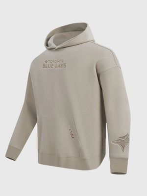 Light brown Toronto Blue Jays hoodie designed with Wingspan chest logo and fleece comfort.