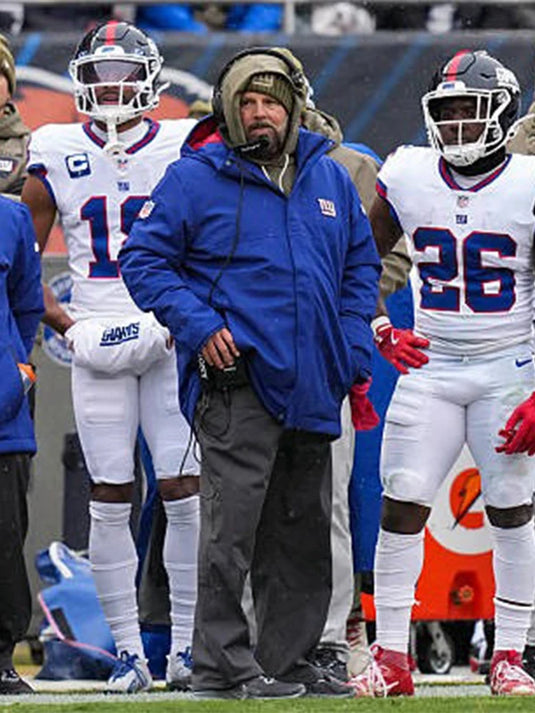 New York Giants 2025 blue puffer jacket with hood, crafted for superior comfort and style in winter conditions.