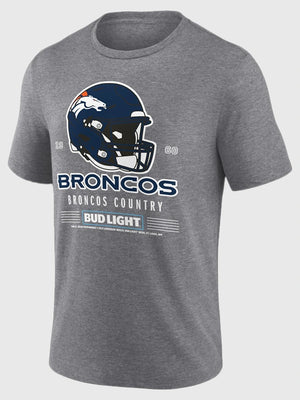 RECREATED Denver Broncos Bud Light Broncos Country t-shirt in heather gray with soft fabric and relaxed fit