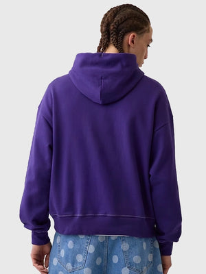 RECREATED Gap x Awake NY Navy Oversized Logo Fleece Pullover Hoodie designed with cozy fleece construction and bold logo detailing