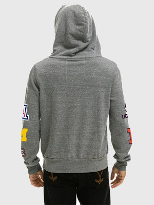 Aviator Nation Final Four Indianapolis grey zip-up fleece hoodie recreated with balanced structure and modern casual style