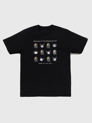 Recreated A Bathing Ape Kuromi 2026 graphic T-shirt in black with bold character print and classic crewneck silhouette