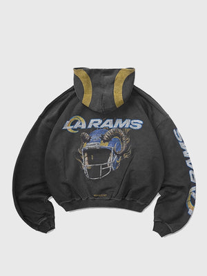 2026 Rams Black Fleece Hoodie by Fanatics x Represent crafted with soft brushed interior and subtle collaborative branding
