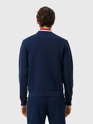 RECREATED Lacoste Roland-Garros 2026 Ballboy Navy Bomber Jacket showcasing a classic bomber profile with refined athletic detailing