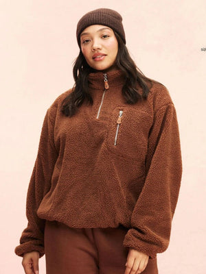 Brown Parke 2026 fleece quarter zip sweatshirt designed with a relaxed silhouette and timeless varsity feel