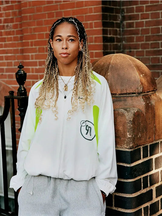 Palace and Nike 2025 Total P90 white jacket featuring premium sportswear construction.