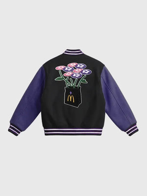 Multi-collab Vandy The Pink KPop Demon Hunters McDonald’s Huntr/X varsity jacket recreated with snap front closure and ribbed trims
