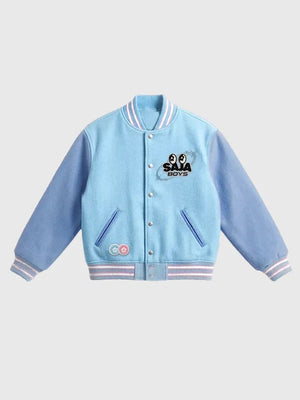 Recreated Vandy The Pink x Netflix KPop Demon Hunters x McDonald’s Saja Boys varsity jacket with bold embroidered graphics and classic wool blend design