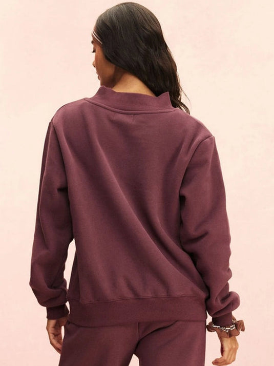 Parke 2026 fleece mockneck sweatshirt blending classic varsity elements with a minimalist look