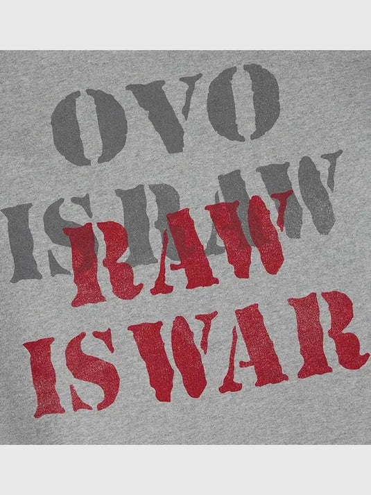 OVO x WWE RAW is WAR–inspired grey fleece hoodie with relaxed pullover construction