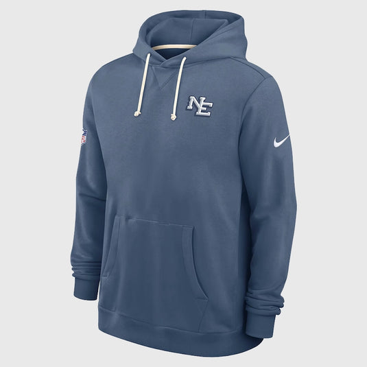 Storm blue Patriots We Are All Patriots hoodie from the 2025 Rivalries line featuring a Nike pullover build.