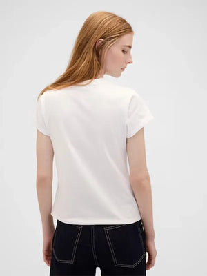 Victoria Beckham x Gap White Logo T-Shirt designed with clean front print and relaxed unisex silhouette