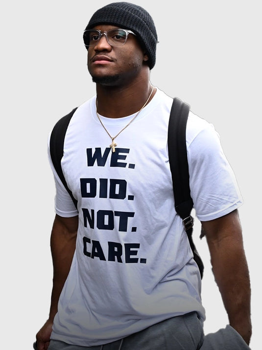 RECREATED Seattle Seahawks We Did Not Care unisex crewneck t-shirt in white with bold graphic print