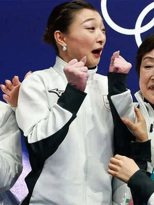 White and black Milano Cortina 2026 Team Japan jacket Kaori Sakamoto style offering comfort and winter layering versatility