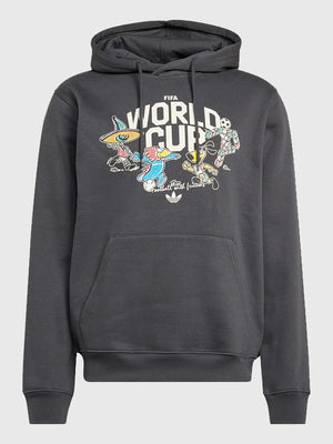 RECREATED Adidas FIFA World 2026 mascot fleece pullover hoodie in grey with a soft, casual feel