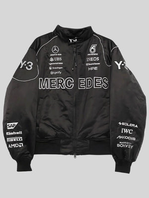 RECREATED Y-3 x Mercedes-AMG x Mercedes-AMG Petronas Formula One Team F1 Logo-Detail Bomber Jacket featuring a sleek motorsport-inspired silhouette with modern athletic styling
