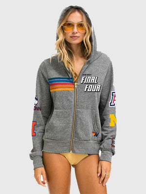 Recreated Aviator Nation Final Four Indianapolis zip-up fleece hoodie in grey with soft interior and clean event-inspired detailing