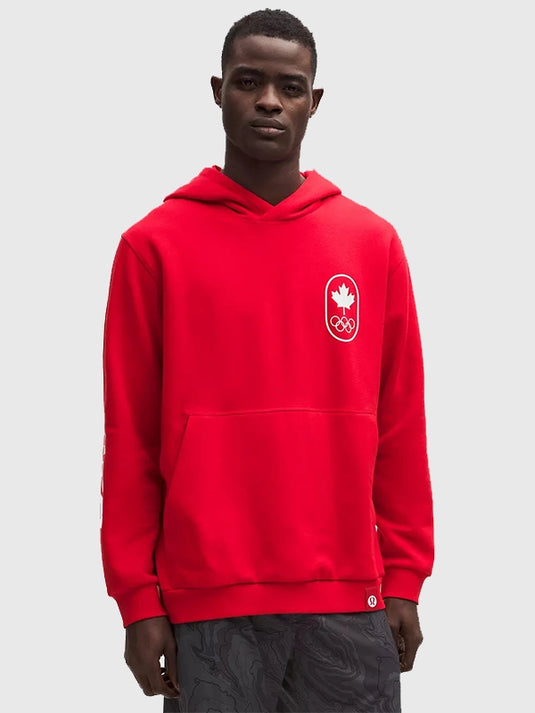 RECREATED lululemon Winter Olympics 2026 Team Canada fleece pullover hoodie in red with a bold, cozy silhouette