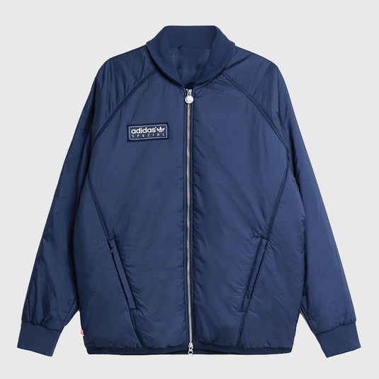 Blue Adidas Originals Bramhope Spzl Blousson Bomber Jacket crafted for casual layering with classic branding.
