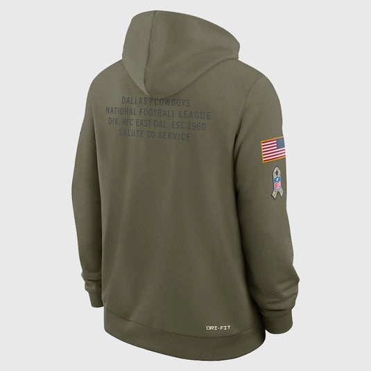 Nike Dallas Cowboys 2025 Standard Issue hoodie in olive green combining athletic performance with patriotic style.