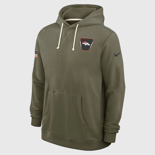 Denver Broncos Nike Olive Green 2025 Salute to Service Hoodie made with Dri-FIT fleece for lasting comfort.