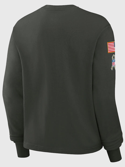 Dark Green Sideline T-Shirt by Nike honoring the 2025 Salute to Service theme.