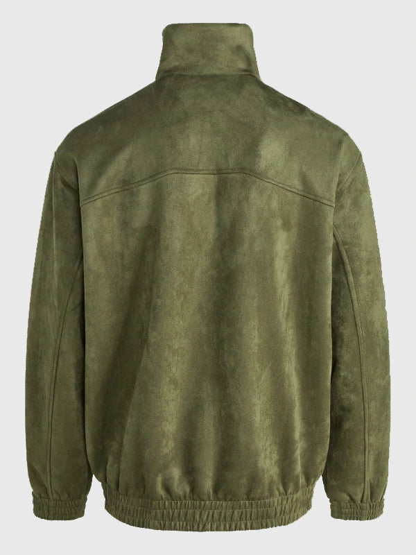 Recreated Adidas 2026 Chinese New Year Tang suede leather jacket in deep green color