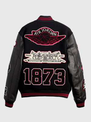 Recreated Levi’s Jordan 2026 varsity jacket featuring a wool body and smooth leather sleeves