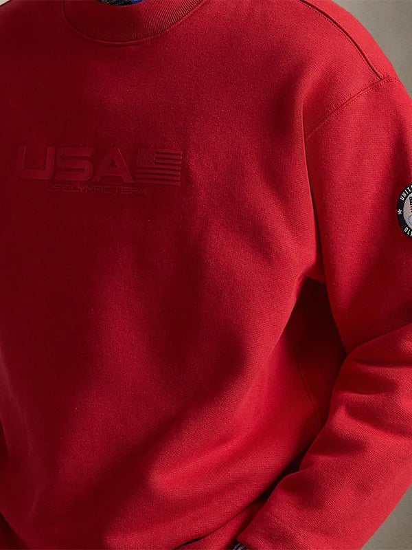 Milano Cortina 2026 Winter Olympics Team USA red mockneck sweatshirt with clean Polo Ralph Lauren styling