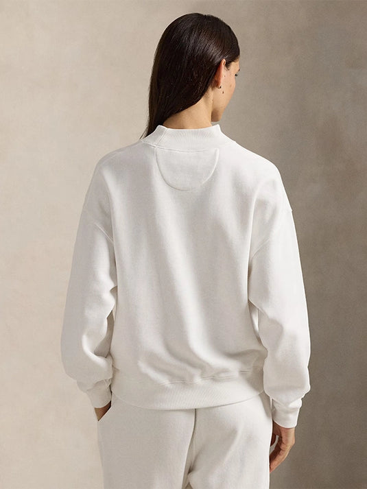 Polo Ralph Lauren Team USA white graphic fleece mockneck sweatshirt inspired by Milano Cortina 2026 Winter Olympics style