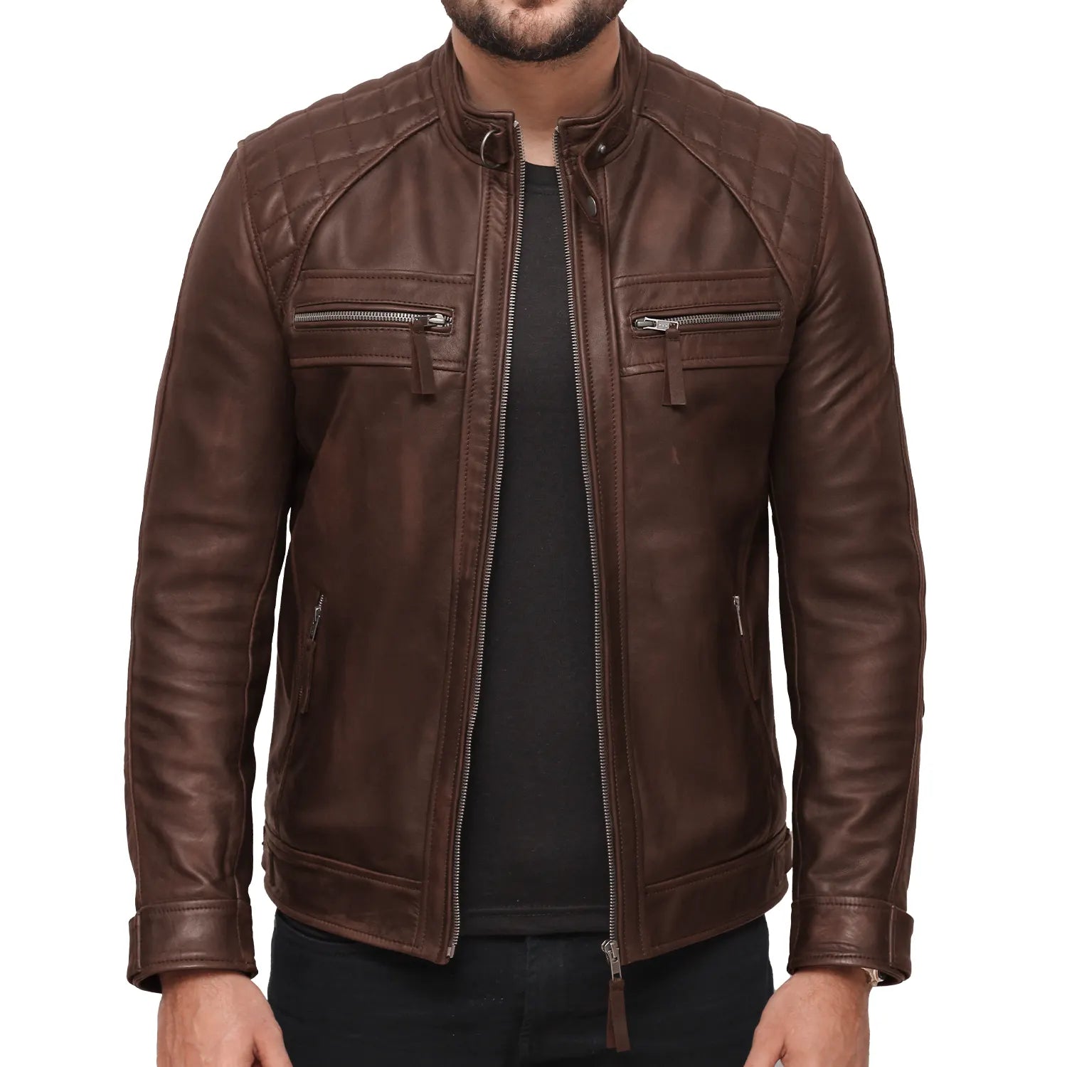 Joseph Cafe Racer Dark Brown Leather Jacket