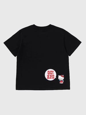 Recreated 2026 A Bathing Ape Hello Kitty College black tee offering breathable comfort and retro campus aesthetic