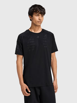 RECREATED Mercedes-AMG Petronas F1 Team Adidas Night Driver Black Performance T-Shirt designed with breathable athletic construction and modern sporty styling
