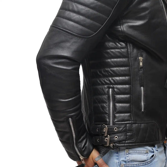 Aaron Black Motorcycle Leather Jacket