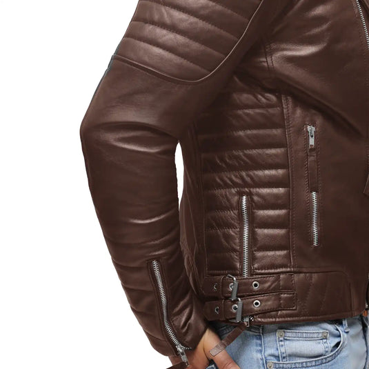 Aaron Dark Brown Motorcycle Leather Jacket