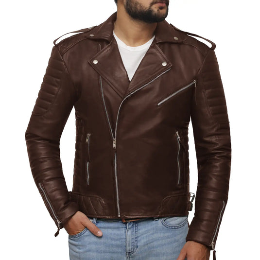 Aaron Dark Brown Motorcycle Leather Jacket