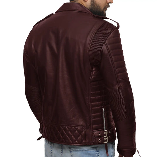 Aaron Maroon Motorcycle Leather Jacket