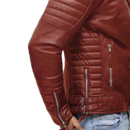 Aaron Tan Brown Biker Leather Jacket