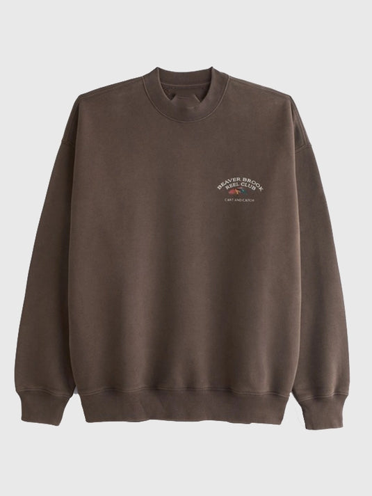 Countryside Beaver Brook Reel Club brown crewneck sweatshirt by Abercrombie.